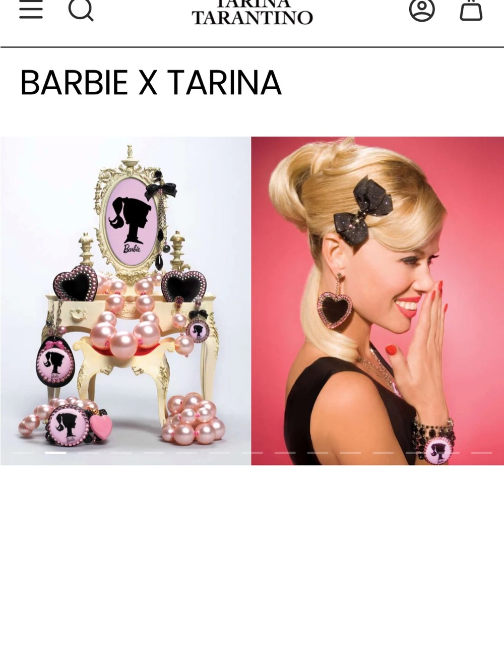 Tarina Tarantino Pink Pearl & Black Heart Hair Bow Set